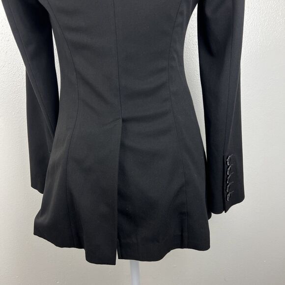 Express Blazer Women 2 Black Button Up Jacket Career Casual Shoulder Pads Outer - Picture 12 of 13